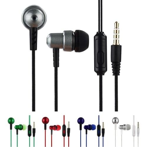 Mini 3.5mm Braided Wire Sub-woofer Stereo Earphone Headset Earbuds Noise Isolating Headphone for Mobile Phone for Sumsung Xiaomi