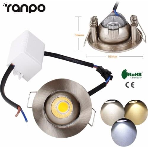 Mini 3W Recessed LED Ceiling Light COB Downlight Spotlight Bulb Lamp AC 85V-265V Aluminum Home Lighting Warm Cool White