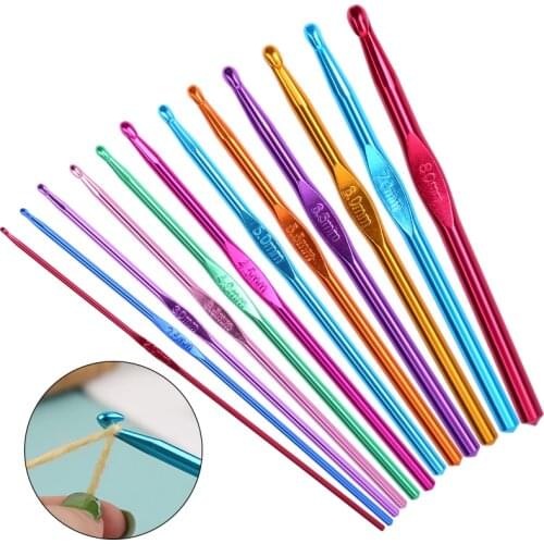 Imzay 12Pcs Crochet Hook Knitting Needles Set Crochet Hooks Weave Crochet Needles Set Sweater Knitting Yarn Knit hook Tools