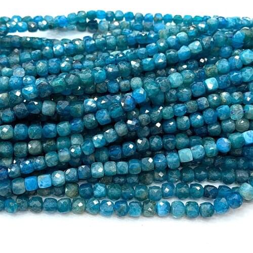 Veemake Apatite Natural Stone DIY Necklace Bracelets Earrings Gemstones Faceted Irregular Cube Small Beads For Jewelry Making