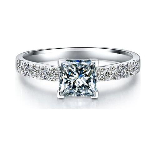 Fancy 1Ct D Color Moissantie Ring Solid 18K 750 White Gold Ring for Women Engagement Wedding Bridal Ring Quality Guarantee