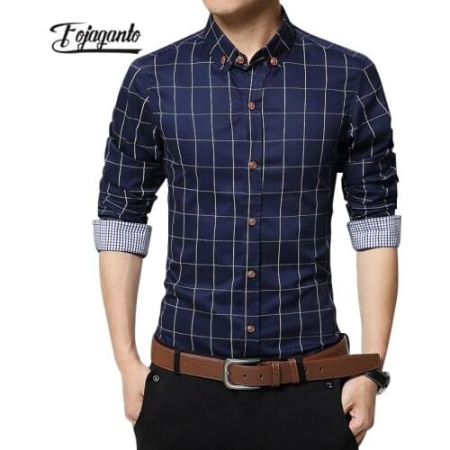 FOJAGANTO Mens New Long-Sleeved Shirts Spring and Autumn Youth Thin Plaid Tops Mens Slim Cotton Shirts for Men