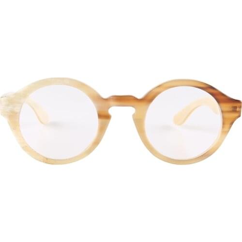 Luxury round transparent tortoiseshell color handmade horn shortsighted glasses optical eyeglasses frame horn sunglasses