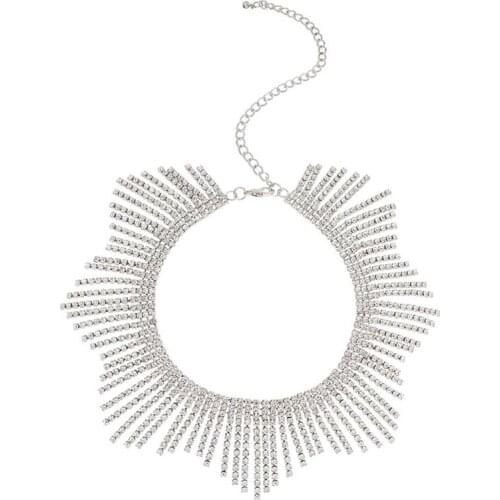 Tassel Fringe Chain Crystal Rhinestone Choker Dainty Diamond Necklace Wedding Party Prom Jewelry For Women And Girls