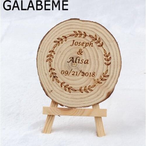 Personalised name date logo Wooden Tag Ornament with Easel rustic wedding decoration centerpieces wedding favors and gifts