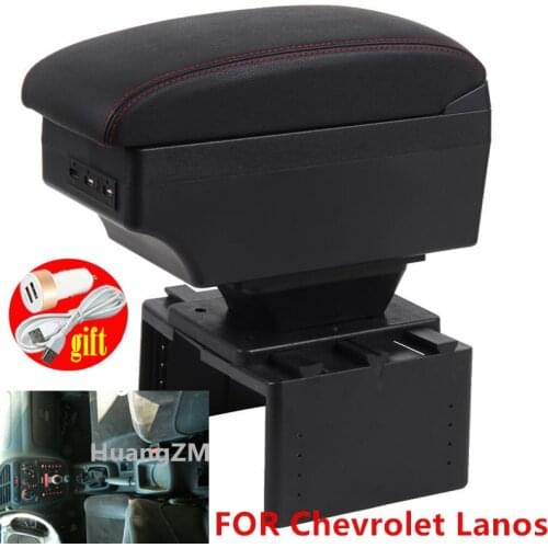 For Chevrolet Lanos armrest box Center Storage box car accessories Interior with USB LED