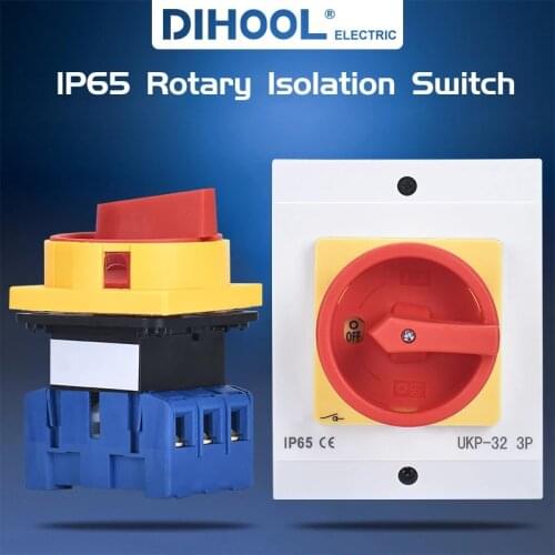 IP65 Padlock Rotary isolator Cam Switch 20A OFF-ON 0-1 4 Poles 8 terminals Disconnect switch rear installation 80A 100A