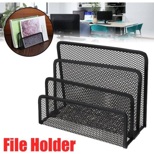 Practical 3 Tier Office A4 Paper Document File Folder Mesh Holder Magazine Organizer Storage Holder Black For Home Supplies