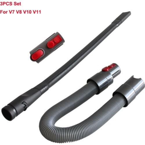 3pcs Set Replacement Parts Vacuum Cleaner Accessories Stretchable Hose Adapter Suction Head Flat Suction for Dyson V7 V8 V10 V11