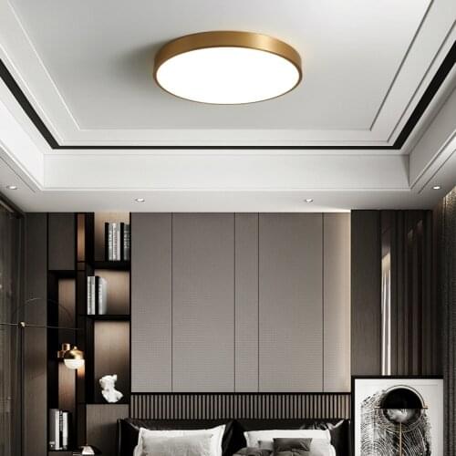 Modern Led Ceiling lamp for the Bedroom Study Room Kitchen Copper Round Indoor Lighting Fixtures Suspension Luminaire Design