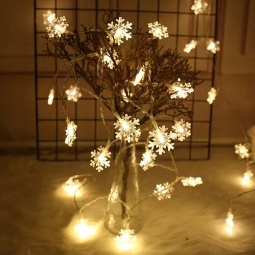 10m 80 LED Snowflake String Lights Fairy Garland Christmas Decorations for Home Outdoor Wedding Navidad Decor Battery Operated