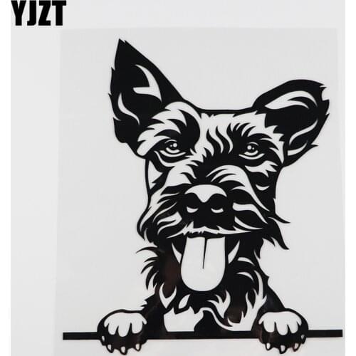 YJZT 14.8CMX17.2CM Fun Welsh Terrier Peeking Dog Vinyl Car Sticker Black/Silver 8A-0059