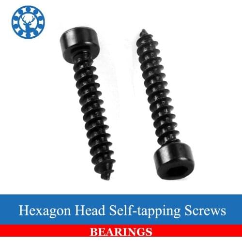 30Pcs M3.5 M4 HA Black Cylinder Head Hexagon Head Self-tapping Screws Cup Furniture Sound Sharp Screws HW112