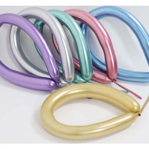 100pcs/lot Metallic Latex Balloon Long Shape Metal Chrome Magic Tying Twisting Balloon Wedding Birthday Party Decoration