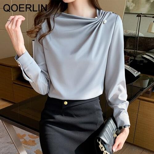 QOERLIN Spring Autumn Women Shirt Women Long Sleeve Shirts Blouse Office Lady Blouse Tops Plus Size Woman Basic Shirt Top S-2XL