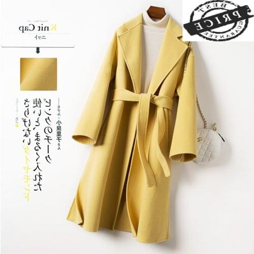 Autumn Spring Abrigo Mujer Elegant 100% Wool Coat Female Korean Woolen Jacket Women Casual Blend Coats Ladies Fit Overcoat 12033