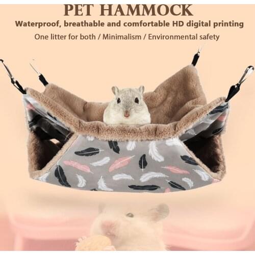 Winter Warm Hamster Hammock Small Animal Hanging Bed House For Squirrel Guinea Pig Double-layer Plush Cotton Nest Pet Supplies