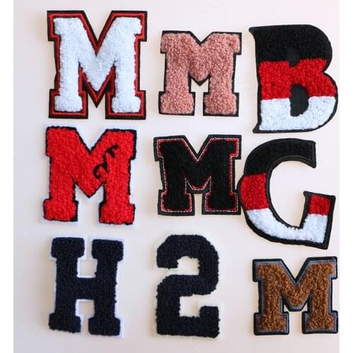 1 Pcs Arabic numerals English letters Towel embroidery icon Iron on Patch for Clothing DIY Strip Clothes Patchwork Custom Badges