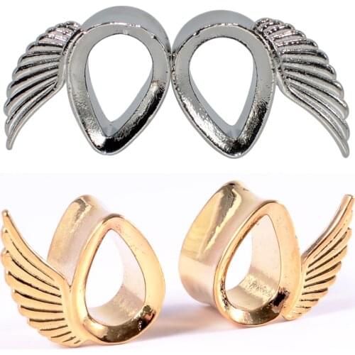 1-2pcs 6-16mm Wing Ear Flesh Tunnel Expander Gauge Hollow Plugs Stretcher Double Flare Ear Tunnel Plugs Piercing Jewelry
