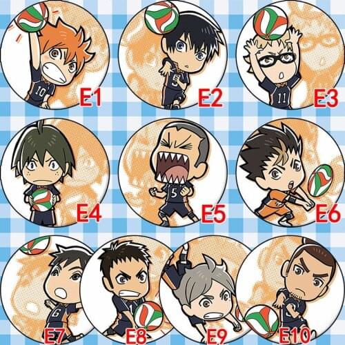 1/9PCS Anime Haikyuu!! Badge Kageyama Tobio Hyuga Shoyang Game Anime Two-dimensional Peripheral Badge Bar Chi Doujin Brooch