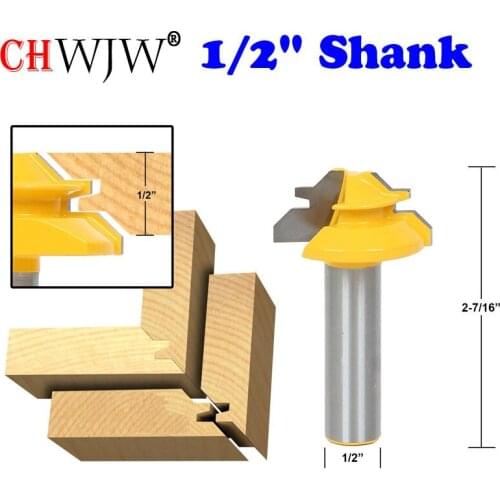 1PC 1/2" Shank Small Lock Miter Router Bit - 45 Degree - 1/2" Stock -Tenon Cutter for Woodworking Tools- Chwjw 15129