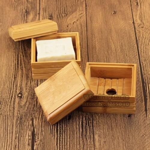100pcs/lot Natural Bamboo Soap Dish,Wooden Soap Tray Holder Storage Soap Rack Plate Box Container for Bath Shower Plate Bathroom