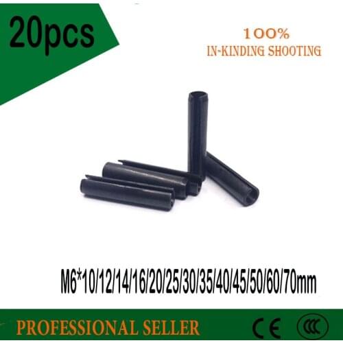 20pcs M6*10/12/14/16/20/25/30/35/40/45/50/60/70mm GB879 Steel Split Spring Dowel Tension Roll Resilient Cylindrical Cotter Pins