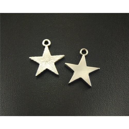 20pcs Silver Color Superstar Star Charm Pendant DIY Necklace Bracelet Findings 16mm A1525/1526