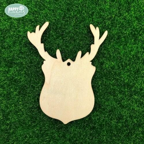 2018 New Style 6pcs Wood Shape Christmas Moose DIY Embellishments for scrapbooking Natural Pine Laser Cut Wooden Crafts