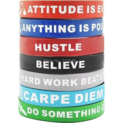 300pcs Inspirational Messages Attitude is Everything Carpe Diem wristband silicone bracelets free shipping by FEDEX A