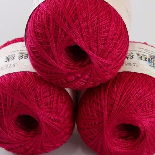 3ballsx50g New Soft Hand Cotton Lace Wool Yarn Crochet Shawl Scarf Knitting Rose Red 16117-3