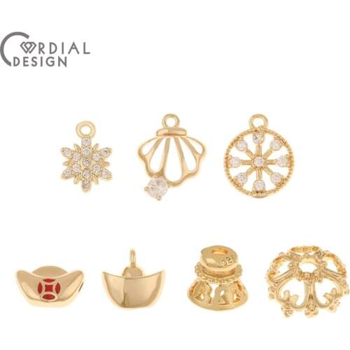 Cordial Design 40Pcs Jewelry Findings & Components/Hand Made/DIY Pendant/Genuine Gold Plating/CZ Charms/Earrings Accessories