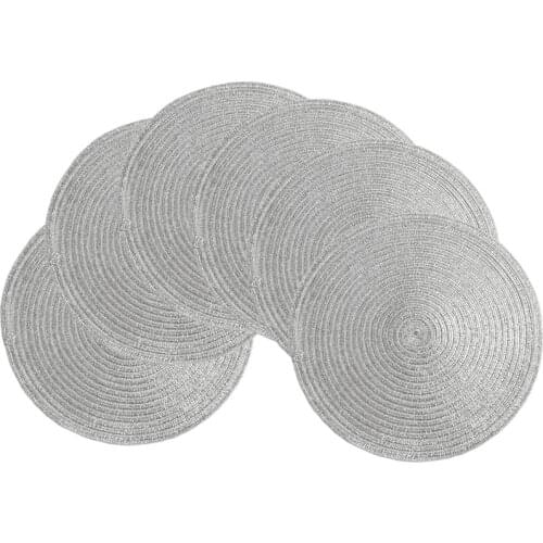 6pcs 36cm Round Placemats Decorative Placemats Glitter for Holiday Party Wedding Glitter Table Mats