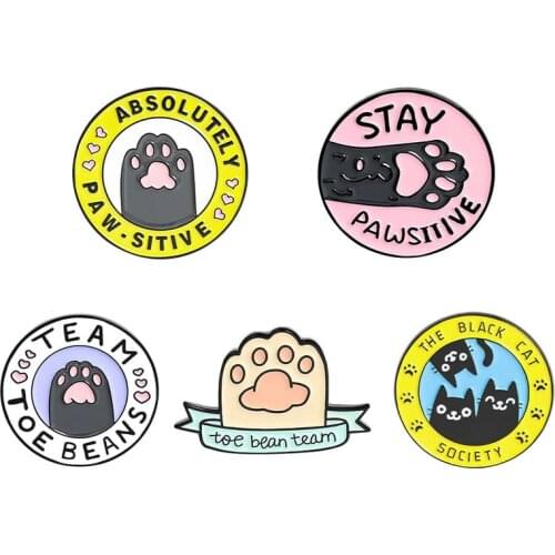 Absolutely Pawsitive Enamel Pin Kitten Cat Paws Brooches Shirt Lapel Bag Cute Lovely Animal Badge Jewelry Gift for Kids
