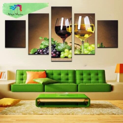 Diamond Embroidery Flowers Pictures Of Rhinestones home Decoration Beaded Diamond Painting Sets Grape wine 5 pcs/ sets DW967