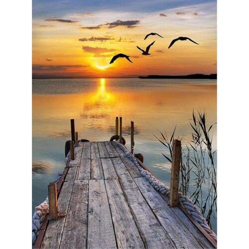 Diy Diamond Painting Sunset Full Diamond Living Room Bedroom Painting 5D Rhinestone Embroidery Decor