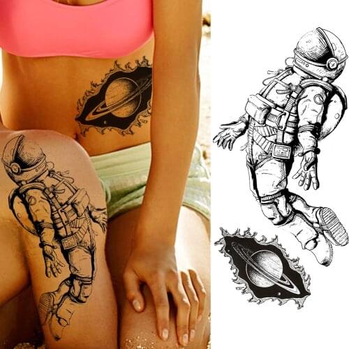 Astronaut Cartoon Kids Temporary Tattoos For Children Cute Space Man Children Tattoo Sticker Women Body Art Waterproof Tatoos