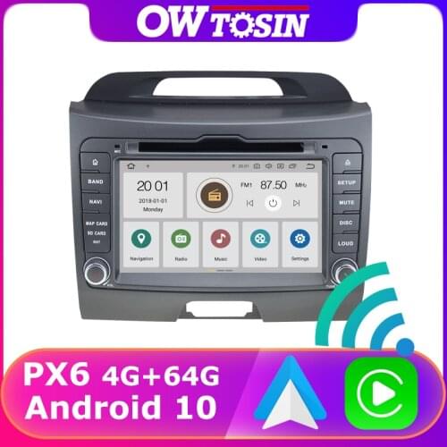 PX6 4G+64G Android 10.0 Radios GPS Navigation Car DVD Multimedia Player For Kia Sportage R CarPlay 5*USB DAB DSP Bluetooth 5.0