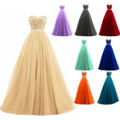 Shining Sequined Long Bridesmaid Dresses Ruched Tulle Wedding Party Gowns Floor Length Gold Maid of Honor Outfits