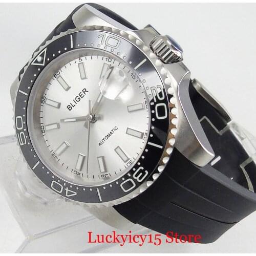 BLIGER Brand Sapphire Glass Date Function Ceramic Bezel 40mm Stainless Steel Watch Case MIYOTA Automatic Movement