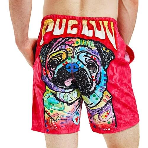 Quick Dry Pink 3d Dog Printing Running Shorts Men Swimsuit Man Swimwear Mens Short Pants Surf Joggers Sport Gym Beach Wear Mans