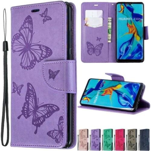 For Huawei P40 Pro Lite Butterfly Embossing PU Leather Wallet Case For Huawei Y5/Y6/Y7 2019 PSmart 2020 Honor 8A 8C 9A 9S 9X 10i