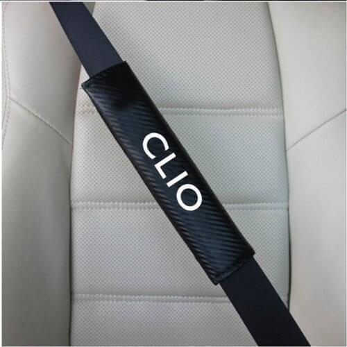 For Renault Clio Pu Carbon Fiber Texture Safety Belt Seat Harness Shoulder Pad Cushion Car Safety Seat Belt Cover