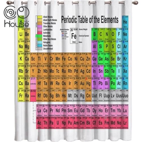 COCOHouse Periodic Table Of Elements Curtains Bedroom Fabric Kids Window Treatment Hardware Sets Window Curtain Panels Sheer