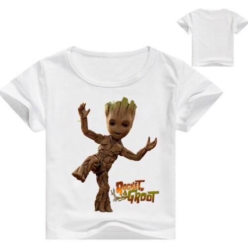 Hot Child T Shirt Multi-color Groot Childrens Round Neck Clothing Kids Girls Short Sleeve Clothes Tops Guardians of The Galaxy
