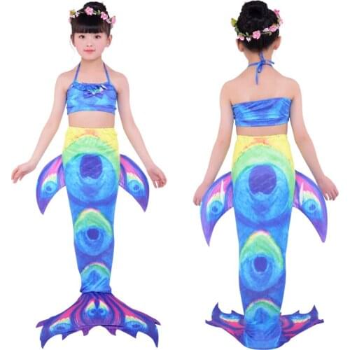 New 6pcs/Sets Kids Little Mermaid Tails With Top Shorts For Swimming Mermaid Garland Cosplay Costume Girls Swimmable Swimsuit