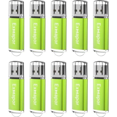 2GB USB Flash Drive 10 Pack Exmapor 4 GB USB Drives Memory Stick Swivel 8GB Thumb Drives USB2.0 Pen Drive for Date Storage Green