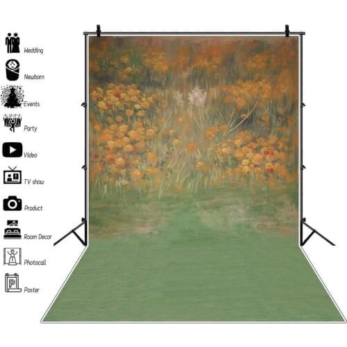Newborn Baby Shower Flowers Painting Photography Backgrounds Green Grass Spring Kids Portrait Backdrops For Photo Studio