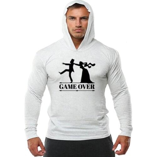 Game Over Bride Groom Bachelor Bachelorette Party Print Tees Tops Casual Funny TShirt Mens Clothing Long Sleeve Camisetas Hoodie