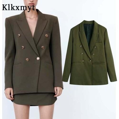 Klkxmyt Za Blazer Woman 2021 Autumn Fashion Single-Breasted Casual Women Blazer Coat Office Long Sleeve Female Suit Jacket Tops